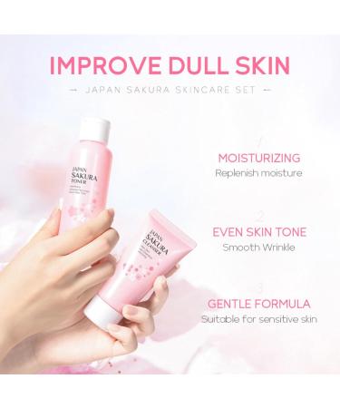 Sakura Skin Care Set | Complete Women s Skincare Routine | Cleanser Toner Serum & Eye Cream | Perfect Gift for Even Skin Tone & Firmness - Buy Online on GoSupps.com