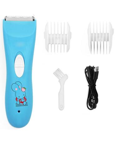 Cordless USB Rechargeable Baby Children's Hair Clippers and Trimmers Ceramic Blades Electric Ultra-Quiet Children and Adult Haircutting Set for 0-16 Years Old (Blue)