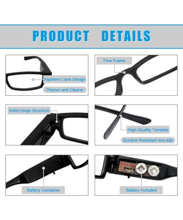 LED Reading Glasses for Men & Women | Lighted Magnifying Eyewear X3.5 | Clear Vision Full Frame Reader - Buy Online on GoSupps.com