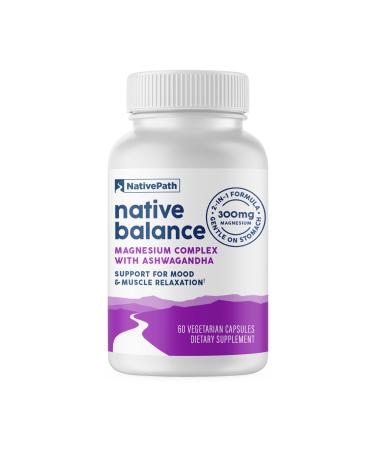 NativePath Native Balance Magnesium Supplement with Ashwagandha - High Absorption Aquamin Ocean-Sourced Formula - 60 Capsules 60 Count (Pack of 1)
