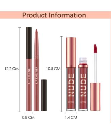 Nude Lipstick and Lip Liner Set - Long Lasting Waterproof Lip Stain - Highly Pigmented Lip Makeup Kit for Daily & Holiday Gifts (03) - Buy Online on GoSupps.com