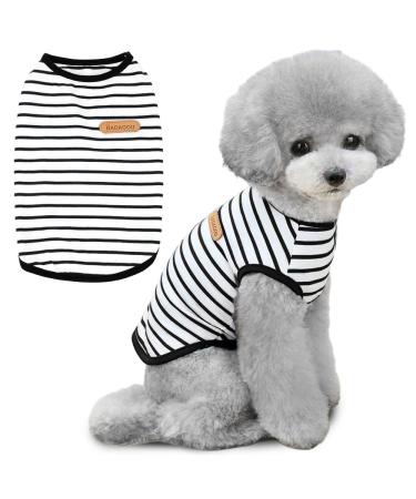 Voarge T-shirt with dog strips summer dog shirts soft cotton puppy clothing pet pet tank top chihuahua basic tea shirt clothing for small medium-sized dog cat clothing (black s) s black