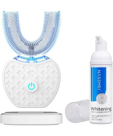 Ultrasonic Toothbrush Automatic Toothbrush 360 Auto Sonic Toothbrush Teeth whitening Brush with Timer & Wireless Charging 360 Ultrasonic Electric Toothbrush for Adult (White)