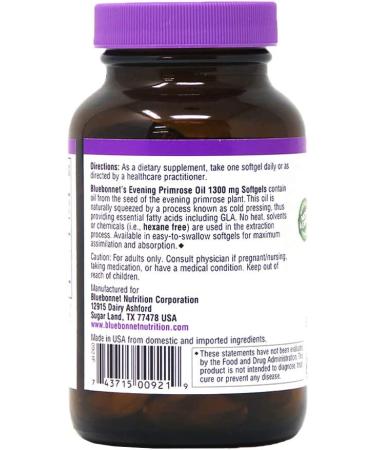 Bluebonnet Nutrition Evening Primrose Oil 1300mg - Natural Source of GLA for Hormonal Balance - Buy Online on GoSupps.com