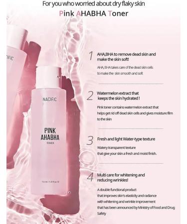 NACIFIC Pink AHA BHA Toner with Watermelon Extract | Glow & Moisturize | 150ml Hyaluronic Acid Skincare - Buy Online on GoSupps.com