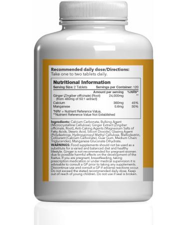 Ginger Tablets 12000mg | Digestion & Travel Sickness Support | 240 Tablets - UK Made - Buy Online on GoSupps.com