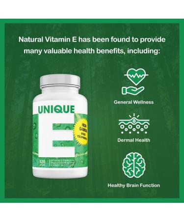 Unique E Mixed Tocopherols - All-Natural Vitamin E for Brain Health | 120 Softgels - Buy Online on GoSupps.com