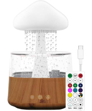 Cloud Diffuser with Rain Colorful Raining Cloud Night Light | Colorful Remote Control Raining Cloud Night Light with Charging Cable for Workplace Ch08 Wood Grain With Remote Control - Buy Online on GoSupps.com