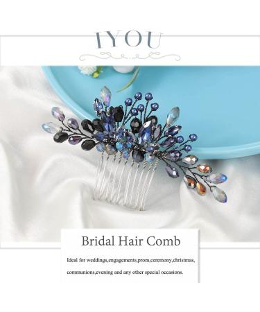 IYOU Crystal Bridal Hair Comb Black Rhinestone Wedding Side Combs Prom Bride Hair Accessories for Women - Buy Online on GoSupps.com