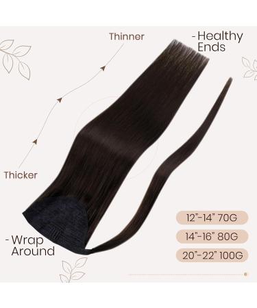 Ponytail Extensions - Hetto Real Hair Brown Smooth Braid Remy Extensions #2 Darkest Brown 45 cm 80g - Shop Now! - Buy Online on GoSupps.com
