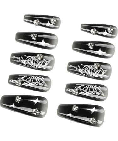 Ruarby False Nails Full Cover Nail Tips Butterfly Press On Nails French Tip False Nails Stick on Nails DIY Manicures Supplis - Buy Online on GoSupps.com