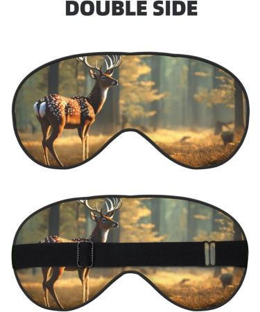 Deer Print Unisex Sleep Mask - Double-Sided Eye Mask for Sound Sleep & Skin Care - Black - Buy Online on GoSupps.com