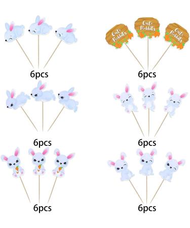Easter Bunny Cake Decoration Set - 36 Rabbit Cupcake Picks & Kids Birthday Party Decor - Buy Online on GoSupps.com