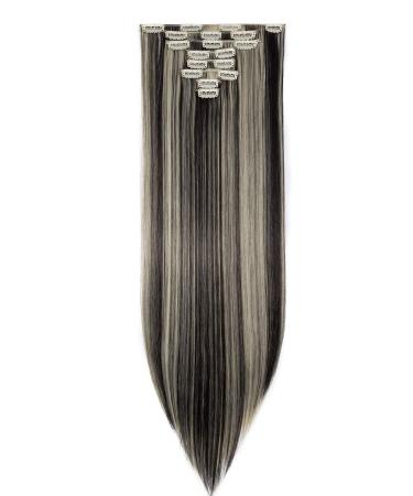 Clip in extensions hair extension such as real hair synthetic hair part 8 tressen 18 clips for complete full head hair extensions 66cm smooth natural black & bleach blond