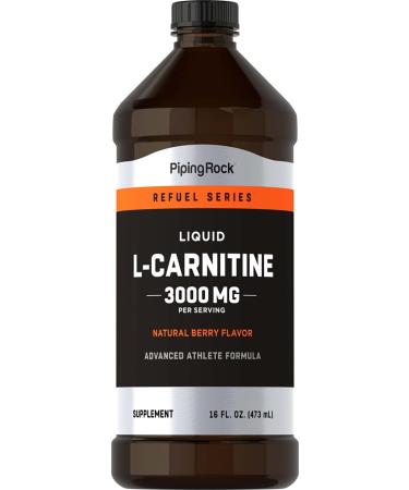 Piping Rock L-Carnitine Liquid | 3000mg | Berry Flavor | Advanced Athlete Formula | Refuel Series Supplement | Non GMO Gluten Free
