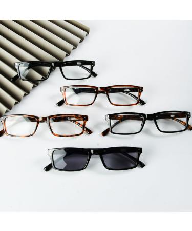 Eyekepper Spring Hinge Retro Reading Glasses - 5-Pack Mix Sunshine Readers +3.00 Rectangle - International Shipping Available - Buy Online on GoSupps.com