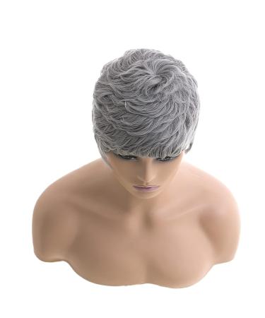 Short Grey Pixie Cut Wig for Black Women - Black Wavy Layered Style - Buy Online on GoSupps.com