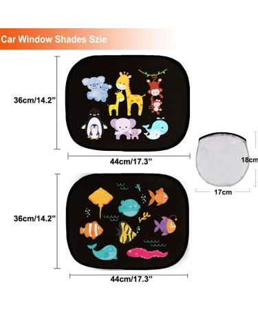 Baby Kids Car Sun Shade - Cute Animal Pattern (Black) | UV Protection Shield for Children | PVC Adsorption | Sunlight Visor - Buy Online on GoSupps.com