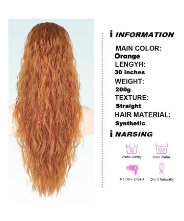 Buy Porsmeer 75 cm Ginger Orange Wavy Curly Ponytail Extension - Natural Clip-In Hair Part for Women | Afro Braid Hair Extension - Buy Online on GoSupps.com