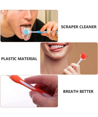 Milisten Silicone Scraps Toothbrush Set - 4PC Tongue Brushes for Fresh Breath | Blue & Orange Plastic Cleaner & Spatula - Buy Online on GoSupps.com