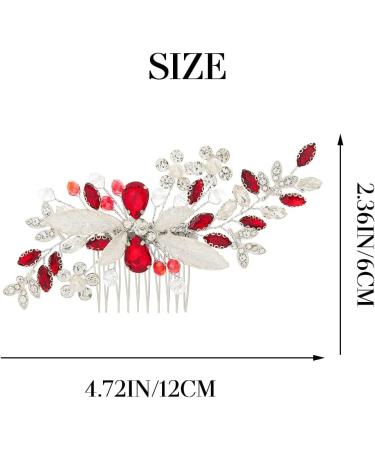 IYOU Bridal Wedding Hair Comb Red Crystal Hair Accessories Rhinestone Flower Headpiece Bride Bridesmaid Hair Pieces for Women - Buy Online on GoSupps.com