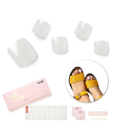 Nail film for toothed half -hardened gel nail films self -adhesive nail film UV hardening 32 pieces of nail wraps gifts for women girls pearl white