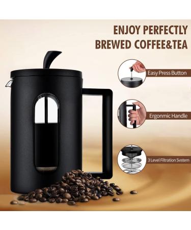 OGNI ORA 12oz French Press Coffee Maker - Borosilicate Glass, 3 Filter Screens, Dishwasher Safe - Black - Buy Online on GoSupps.com