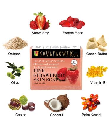 Buy Strawberry Skin Soap Handmade 100% Pure Natural Cold Processed Soap with Essential Oils & Exotic Herbs | Premium Luxurious 5 Oz - Buy Online on GoSupps.com