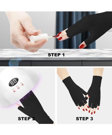 Arqumi UV Gloves for Gel Nails - 2 Pairs of Fingerless, Black UV Protection Gloves for Gel Manicures - Buy Online on GoSupps.com