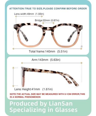 LianSan Bifocal Reading Glasses for Women - Stylish Top Clear Blue Light Blocking Readers Pink Tortoise Spring Hinge - 1.50 Magnification - Buy Online on GoSupps.com