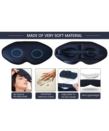 Premium 3D Contoured Sleeping Eye Mask - 100% Light Blocking Blindfold for Men & Women | Ideal for Travel Yoga & Naps | Breathable Comfort in Black - Buy Online on GoSupps.com