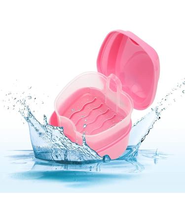 Denture Bath Case Orthodontic Dental Retainer Box Plastic False Teeth Bath Box Denture Cleanning Set Container Soaking Denture Bath for Storing Soaking Dentures Cleaning Box with Filter(Pink) - Buy Online on GoSupps.com
