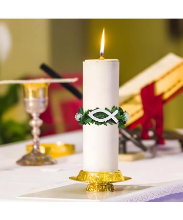 Bofunx Drip Protection Candle Wreath - Christening Communion & Wedding Decorative Skirt with White Fish Design - Buy Online on GoSupps.com