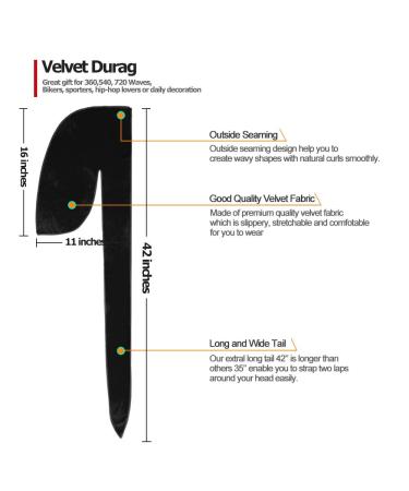 Premium Velvet Men Durags - 4 Pack Soft Headwraps for 360 Waves | Extra Long & Wide Carrier - Buy Online on GoSupps.com
