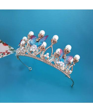 FRCOLOR Girls Crown Tiara - Rhinestone Butterfly Pearl Headband for Wedding Prom & Party - Buy Online on GoSupps.com