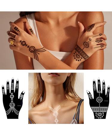 20 Large Henna Tattoo Stencils - Indian Arabian Temporary Body Paint Kit for Women | Arm & Hand Templates with Tattoo Stickers - Buy Online on GoSupps.com