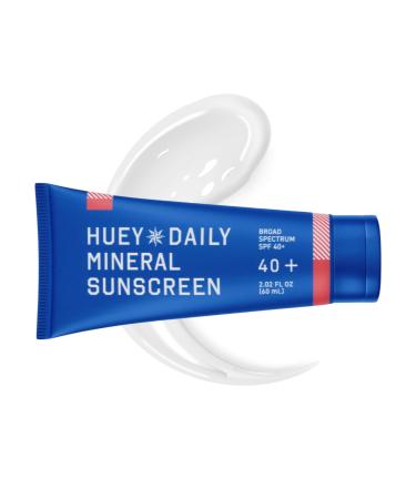 HUEY Daily Mineral Face Sunscreen Lotion & Moisturizer for all Skin Tones SPF 40 With Zinc Oxide Travel Size Facial Sun Block Protection Age Prevention Unscented for Sensitive Skin 2.02 oz