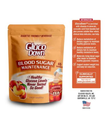 GLUCODOWN Peach Tea Mix - 45 Servings | Diabetic Friendly Blood Sugar Support - Buy Online on GoSupps.com