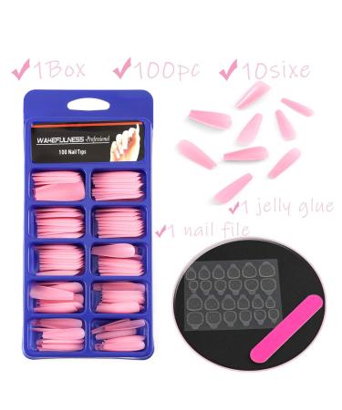 Sethexy Matt Ballerina Coffin False Nails - 100pcs Acrylic Press-On Nail Tips for Women & Girls (Pink) | International Shipping - Buy Online on GoSupps.com