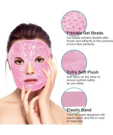 ACWOO Cooling Gel Beads Face Mask for Puffy Eyes & Migraine Relief - Reusable Hot Cold Therapy Mask for Dark Circles, Headache & Sinus Pain - Pink - Buy Online on GoSupps.com