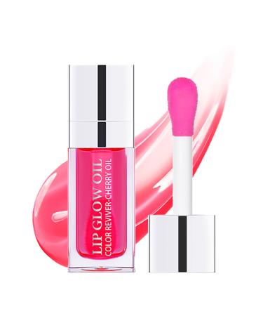 Plumping Lip Oil Long Lasting Hydrating Lip Glow Oil Nourishing Lip Glow Oil Non-sticky Lip Oil Tinted for Lip Care and Dry Lip(Cherry) Cherry(#015)