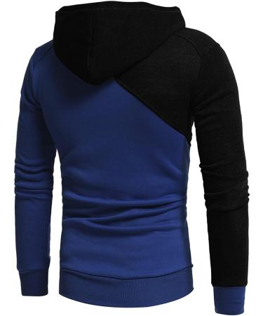 Men's Patchwork Color Block Hooded Sweatshirt - Long Sleeve Casual Pullover for Men - Buy Online on GoSupps.com