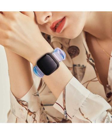 UooMoo Tie Dye Scrunchie Elastic Band for Fitbit Versa - Blue & Pink | Replacement Wristband for Versa Series 6, Versa 2, Versa Lite - Elastic Hair Wristband - Buy Online on GoSupps.com