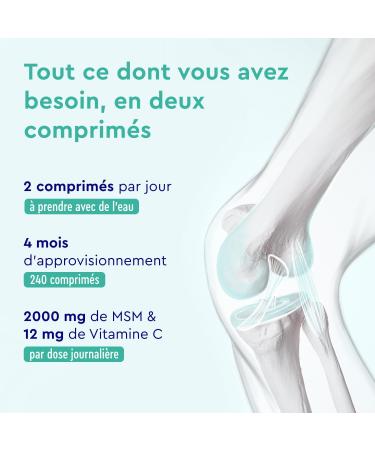 MSM with Vitamin C Bone Complex Joints Skin & Immune System* 2000 mg Methylsulfonylmethane Per Dose 240 Small Tablets Alternative to MSM Powder and MSM Capsules - Buy Online on GoSupps.com