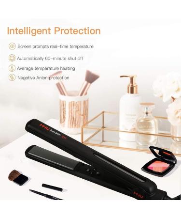 MHU Professional 1 Inch Flat Iron - Ceramic Tourmaline Ionic Hair Straightener & Curler with Auto Shut Off - Black | International Shipping Available - Buy Online on GoSupps.com