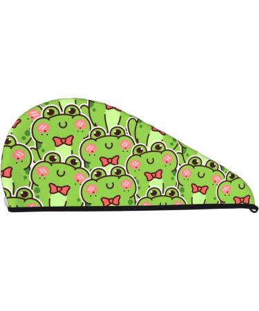Buy Cute Green Frog Microfiber Hair Towel - Soft Super Absorbent Quick Dry Wrap for Long Curly & Thick Hair - Buy Online on GoSupps.com