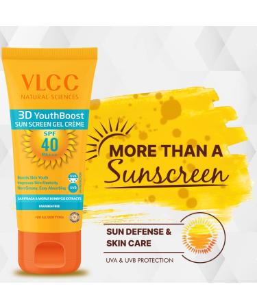 VLCC 3D Youth Boost SPF40 Sun Screen Gel Creme (100gm) - UV Protection for Youthful Skin - Buy Online on GoSupps.com