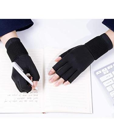 Copper Arthritis Gloves (1 Pair) Rheumatoid Compression Fingerless Gloves Black L Black Large - Buy Online on GoSupps.com