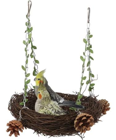 WACURRENTHYD Natural Rattan Nest Small Medium Large Bird Swing for Parrot Parakeet Cockatiel Conure Cockatoo Macaw Amazon African Grey Lovebird Finch Canary Budgie Cage Perch Toy (Small) - Buy Online on GoSupps.com
