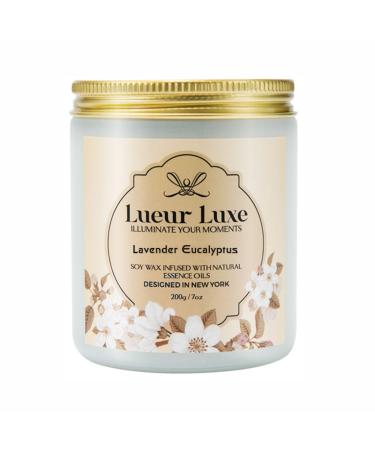Lavender Eucalyptus Scented Soy Wax Candle - 7oz | Aromatherapy Infused with Natural Essential Oils | Relaxing Home Fragrance